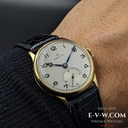 Rare Zenith Officer 18k Gold / Cal. 124 / Vintage 1938 / Military