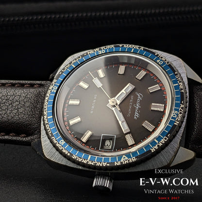 Rare montre GUB Glashütte SPEZIMATIC HEURE MONDIALE / 26 RUBIS Automatique cal. 75 / Vintage années 1960