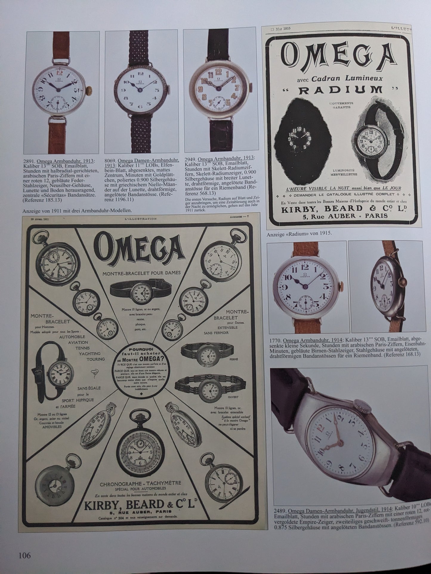 Montre Omega ancienne en argent 0,900, calibre 12'''S7-16p, millésime 1912, 112 ans