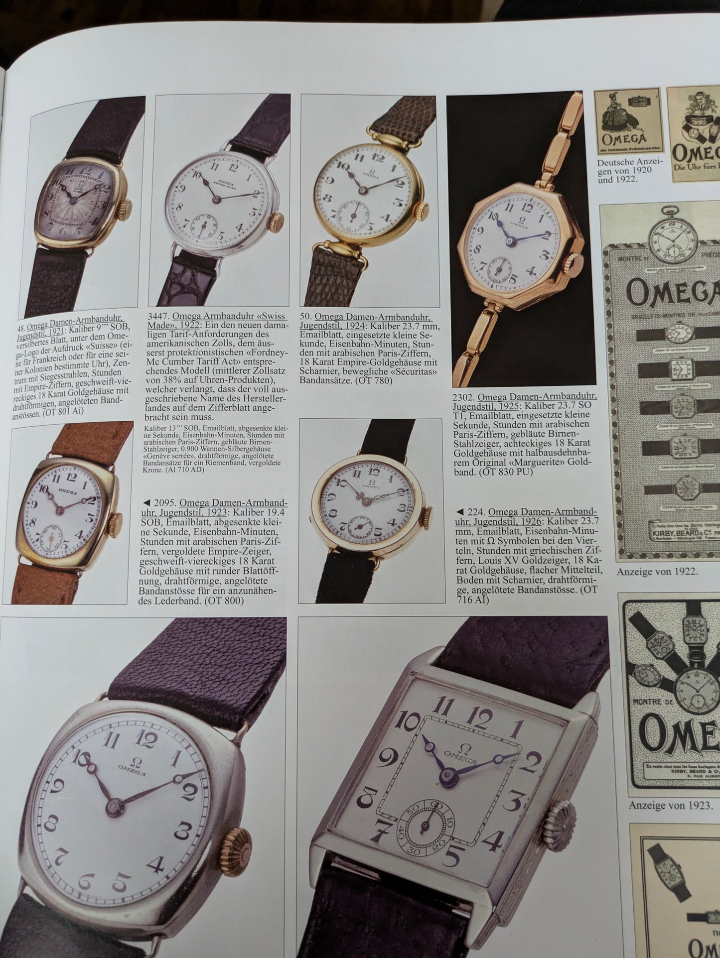 Montre Omega vintage pour femme, 101 ans, or 14 carats, style Art déco, calibre 19.4S, millésime 1923