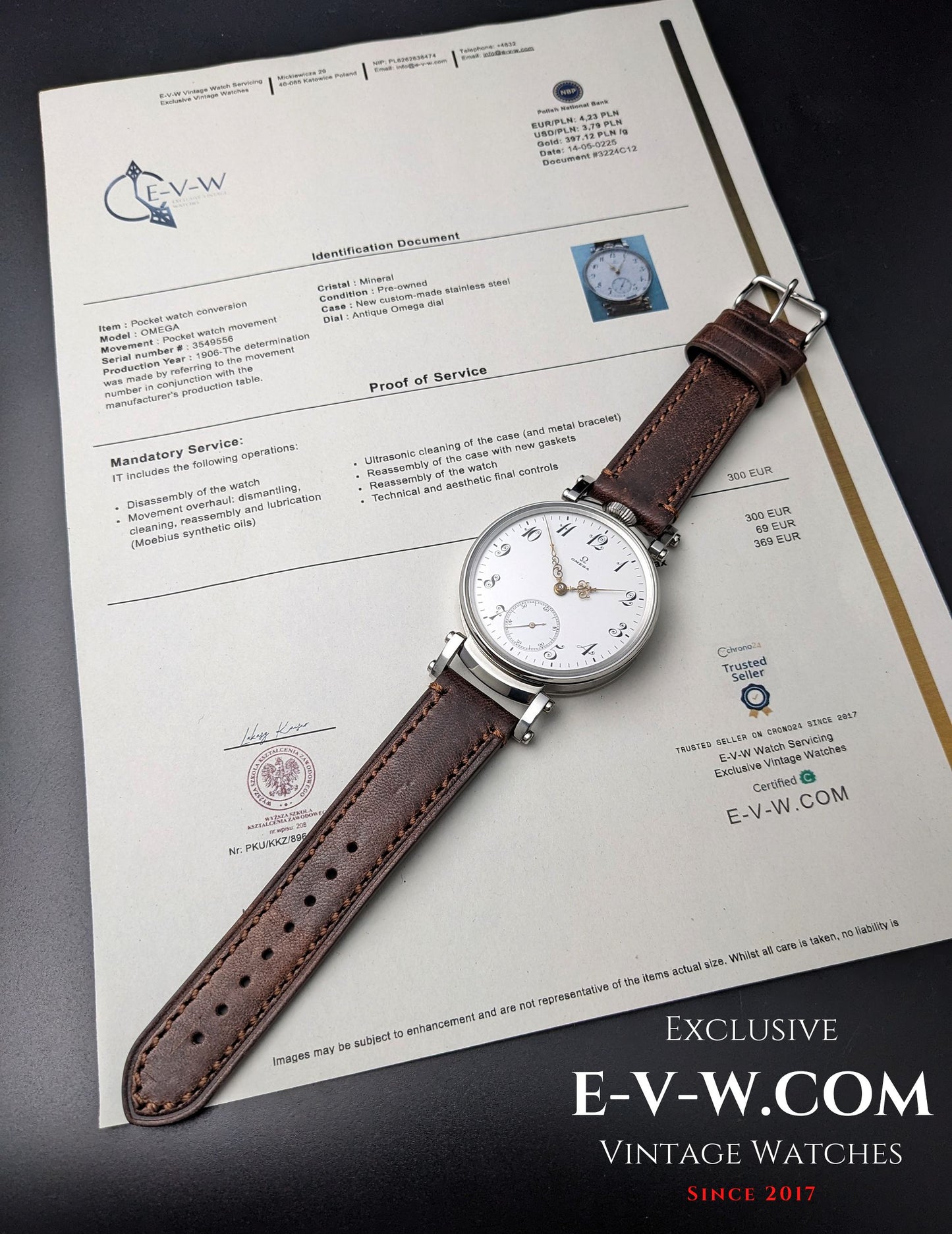 Mouvement de montre de poche Omega Jumbo antique de 119 ans / Cal. 19 / Antique de 1906