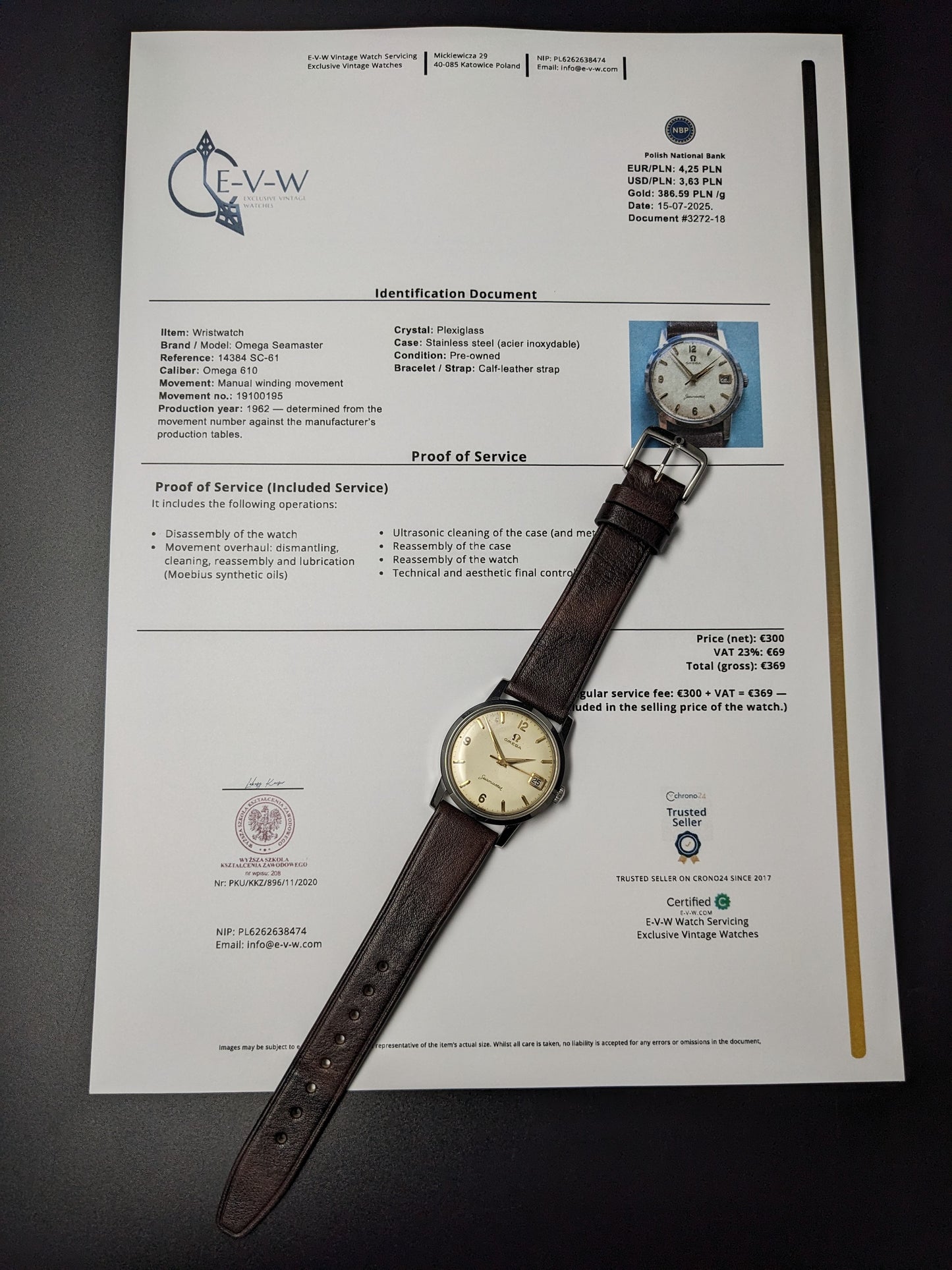 Omega Seamaster | Réf. 14384 SC-61 | Cal. 610 | Année 1962 | Révisée