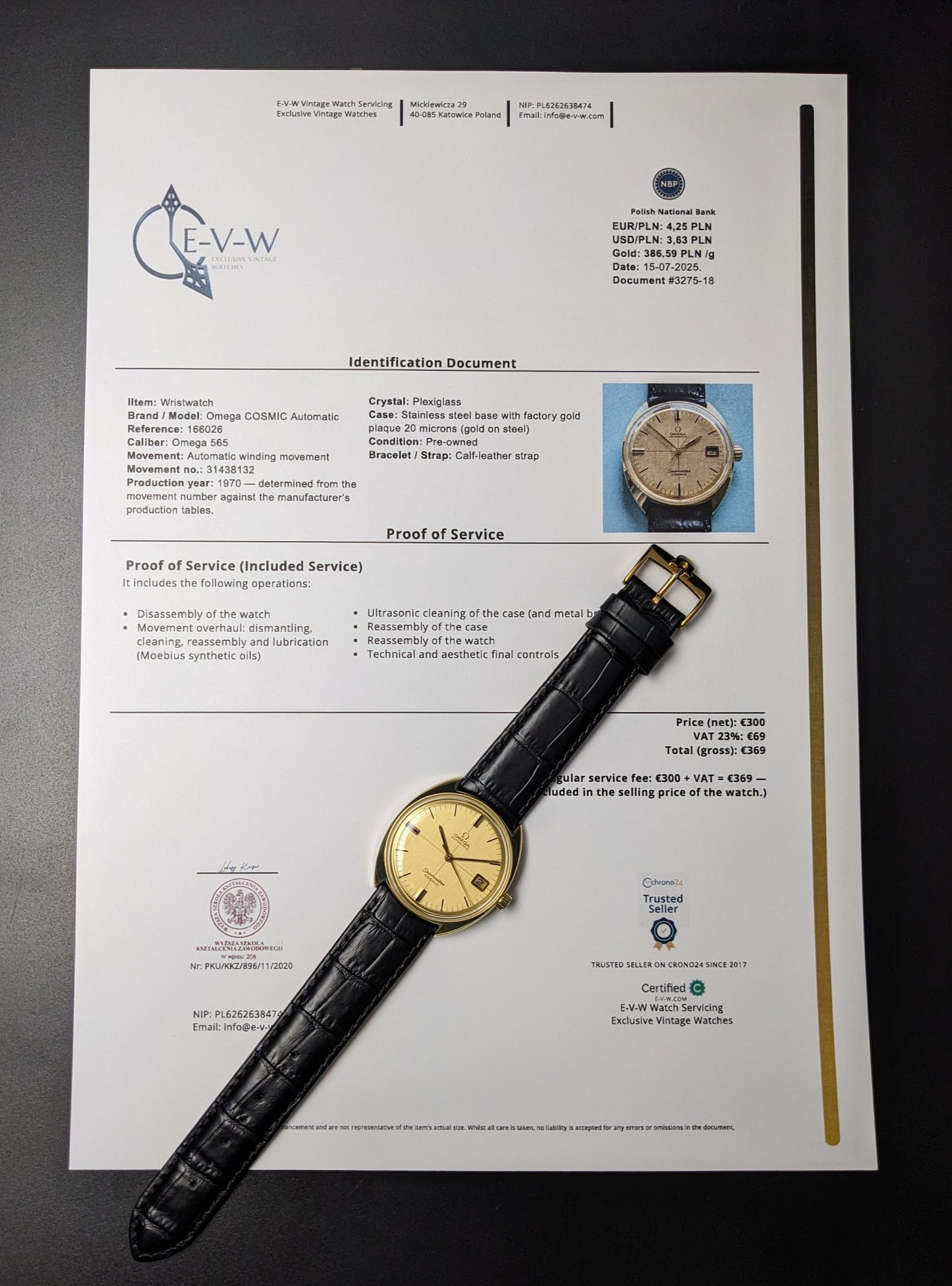 Omega Seamaster COSMIC Automatique | Réf. 166026 | Cal. 565 | Année 1970 | Révisée