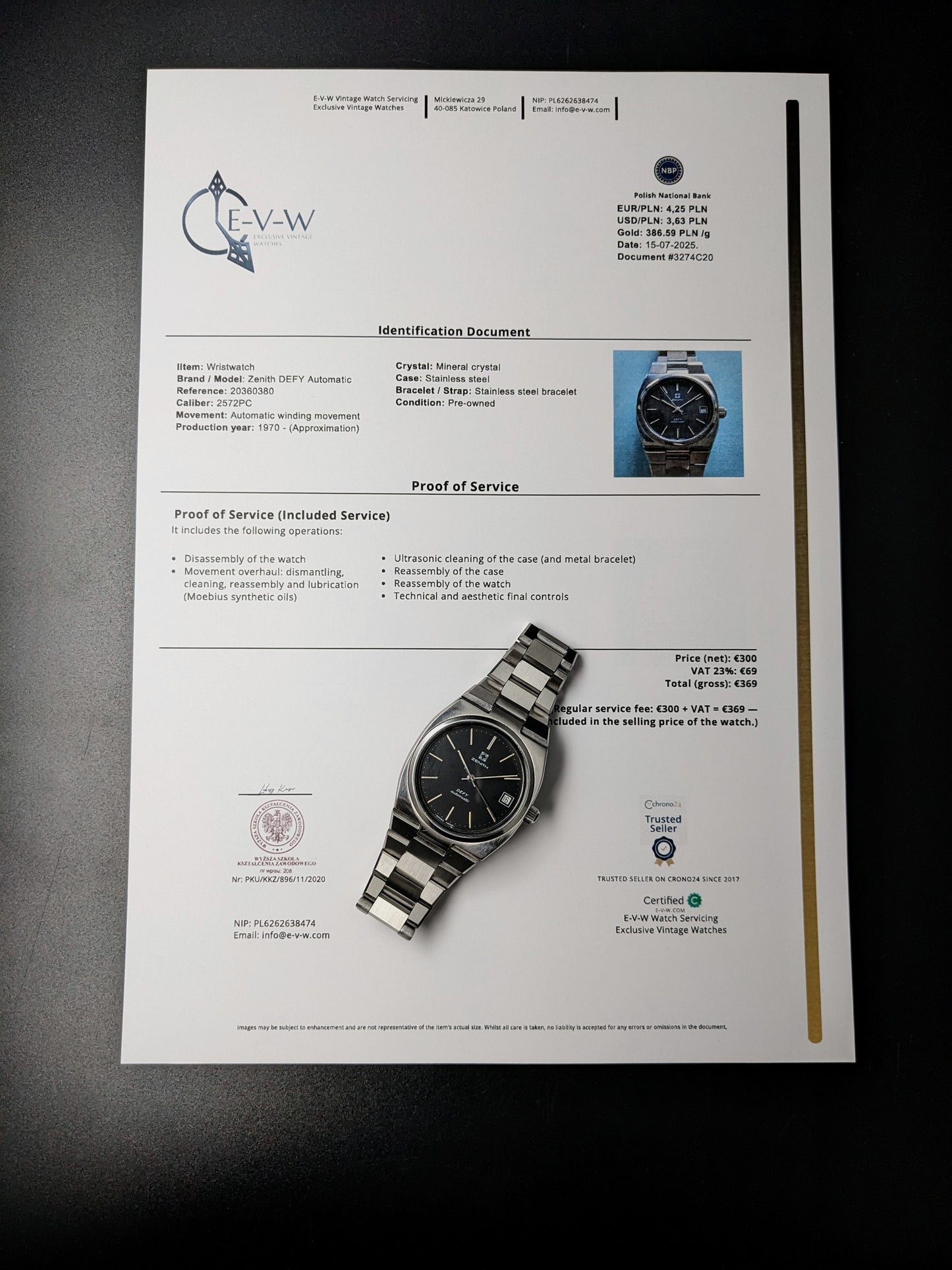 Zenith DEFY Automatic SURF | Réf. 02.0360.380 | Cal. 2572PC | Années 1970 | Révisée