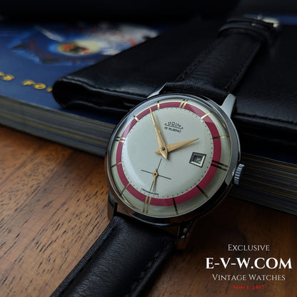 Années 1960 — PRIM — Cadran rose bicolore « œil de bœuf » — Cal. 521 — Vintage 1960 — Révisée