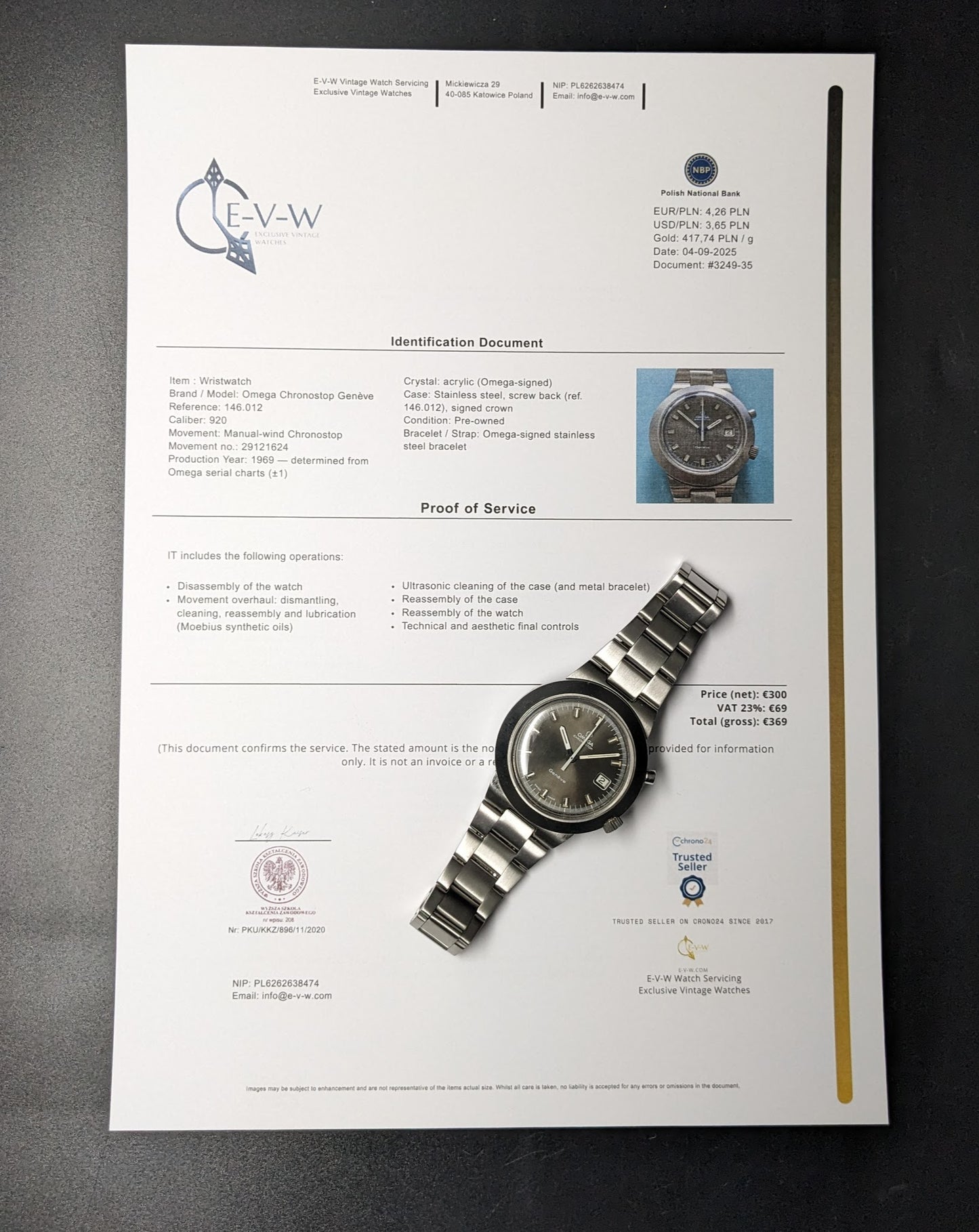 Omega Chronostop UFO vintage de 56 ans / Réf. 146012 / Cal. 920 / Année 1969 / Révisée 