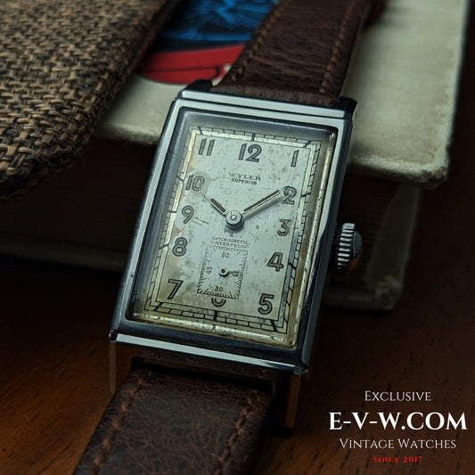 Wyler Tank Superior Antimagnétique Vintage 85 ans / Cal. Wyler Suisse / Vintage années 1940