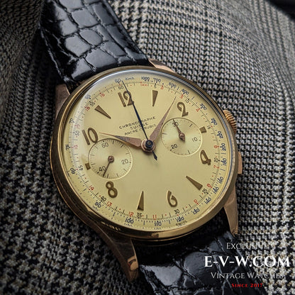 Chronographe Suisse en Or 18 Carats | Géant 38mm | Cal. Landéron 51 | millésime 1950 | Entretenu