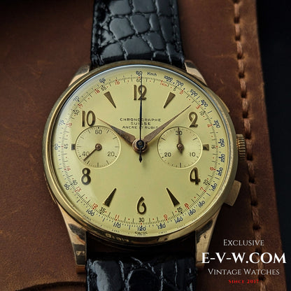 Chronographe Suisse en Or 18 Carats | Géant 38mm | Cal. Landéron 51 | millésime 1950 | Entretenu