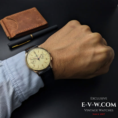 Chronographe Suisse en Or 18 Carats | Géant 38mm | Cal. Landéron 51 | millésime 1950 | Entretenu