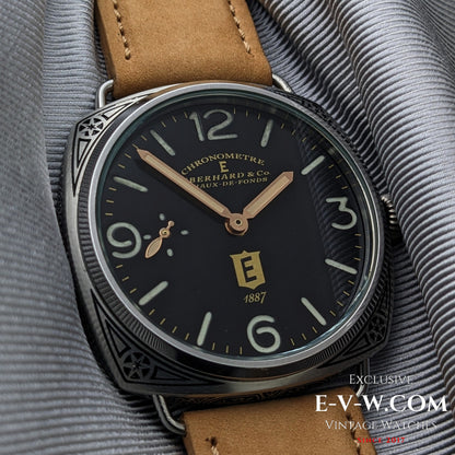 Transformation ancienne Eberhard &amp; Co des années 1920, avec mouvement de montre de poche à 18 rubis et fond transparent.