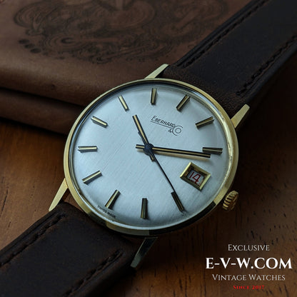 Montre habillée Eberhard &amp; Co en or 18 carats des années 1960 | Rare indicateur de date à roulette | Cal. 236-129 |
