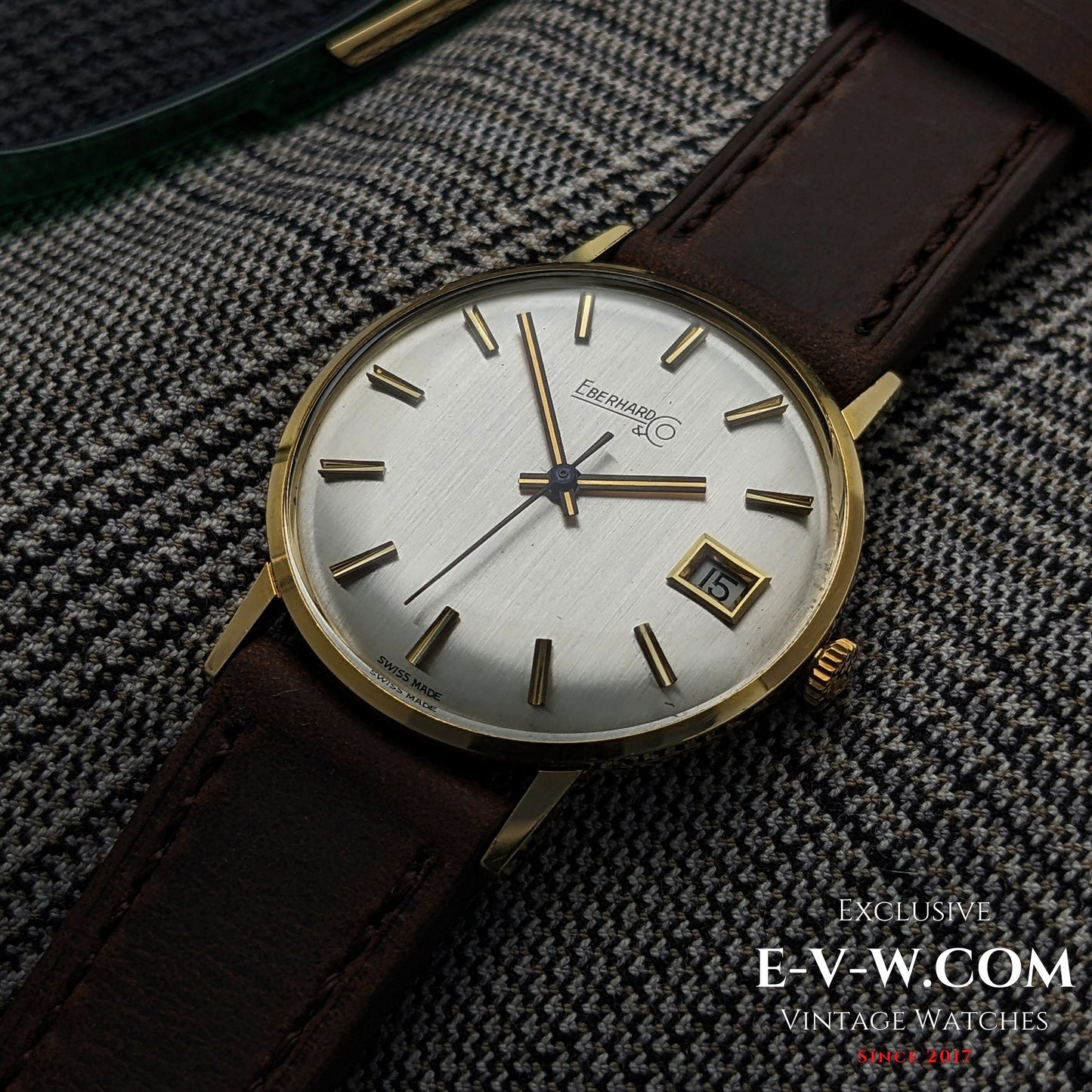 Montre habillée Eberhard &amp; Co en or 18 carats des années 1960 | Rare indicateur de date à roulette | Cal. 236-129 |