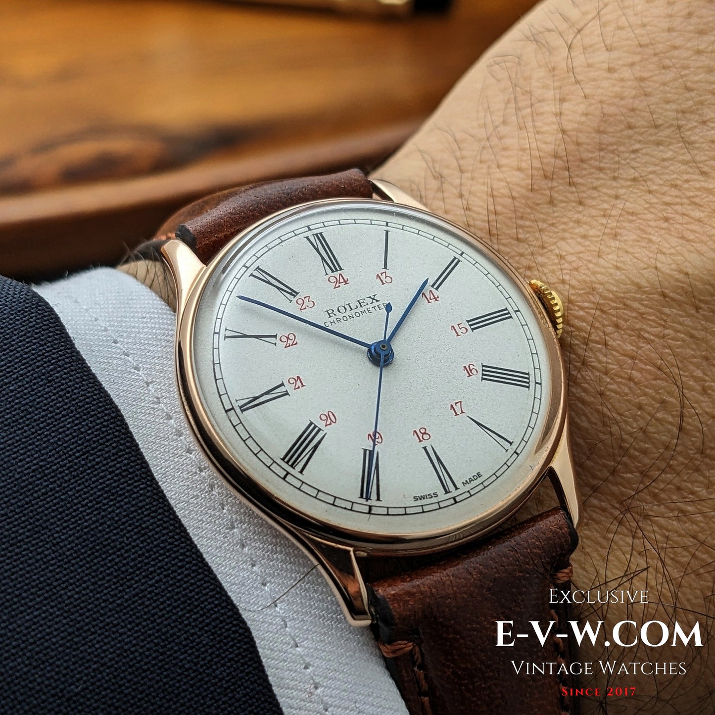 Un chronomètre Rolex ancien exceptionnellement rare, datant d'avant l'ère Oyster / Cal. 530 / Réf. 4139 – Or 14 carats (vers 1943-1946) 