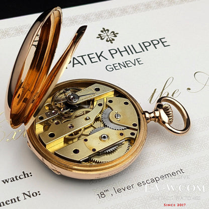 Montre Patek Philippe ancienne (146 ans), en or rose 18 carats, millésime 1877, calibre 18, échappement à ancre, provenant des archives Patek Philippe.