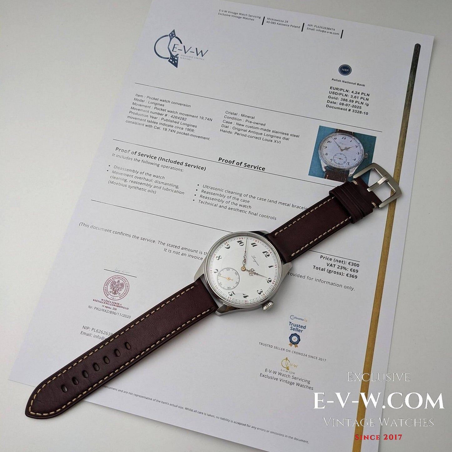 Montre Longines ancienne de 1908, cadran émaillé / Révisée 