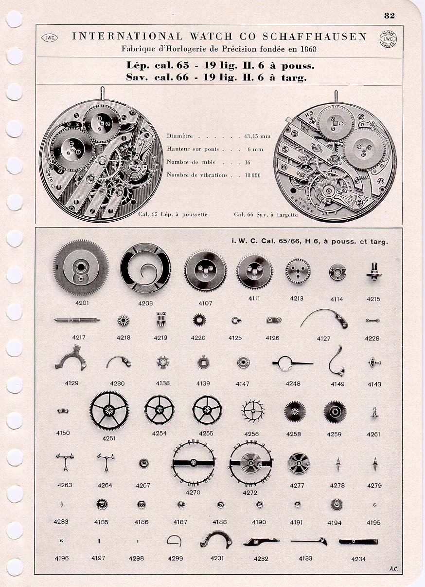 Mouvement de montre de poche IWC Schaffhausen Jumbo antique de 107 ans / Cal. 66 / Vintage 1918