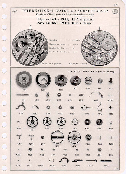 Mouvement de montre de poche IWC Schaffhausen Jumbo antique de 107 ans / Cal. 66 / Vintage 1918