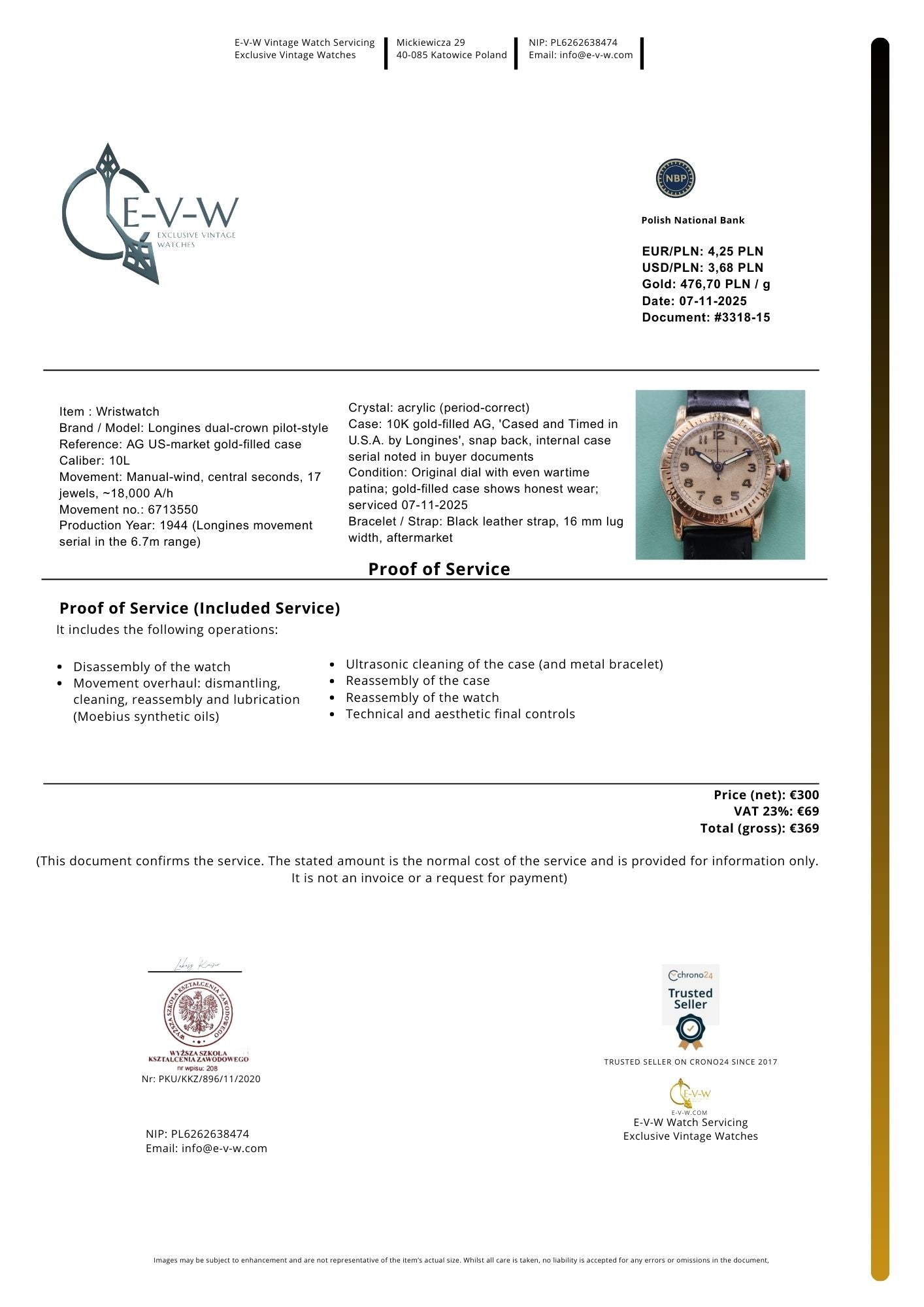 Longines Weems de navigation aérienne des années 1940 | Calibre 10L | Seconde Guerre mondiale, 1944 | Révisée