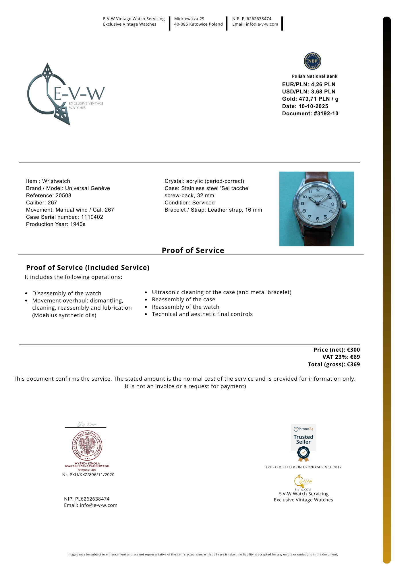 Universal Genève style guerre années 1940 | Réf. 20508 | Cal. 267 | Années 1940 | Révisée