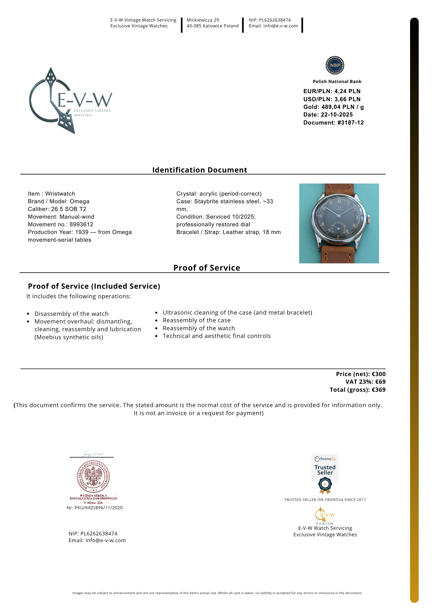 Omega 26.5SOBT2 d'avant-guerre, élégante montre à cadran sectoriel de style Calatrava, millésime 1939, 86 ans / Révisée