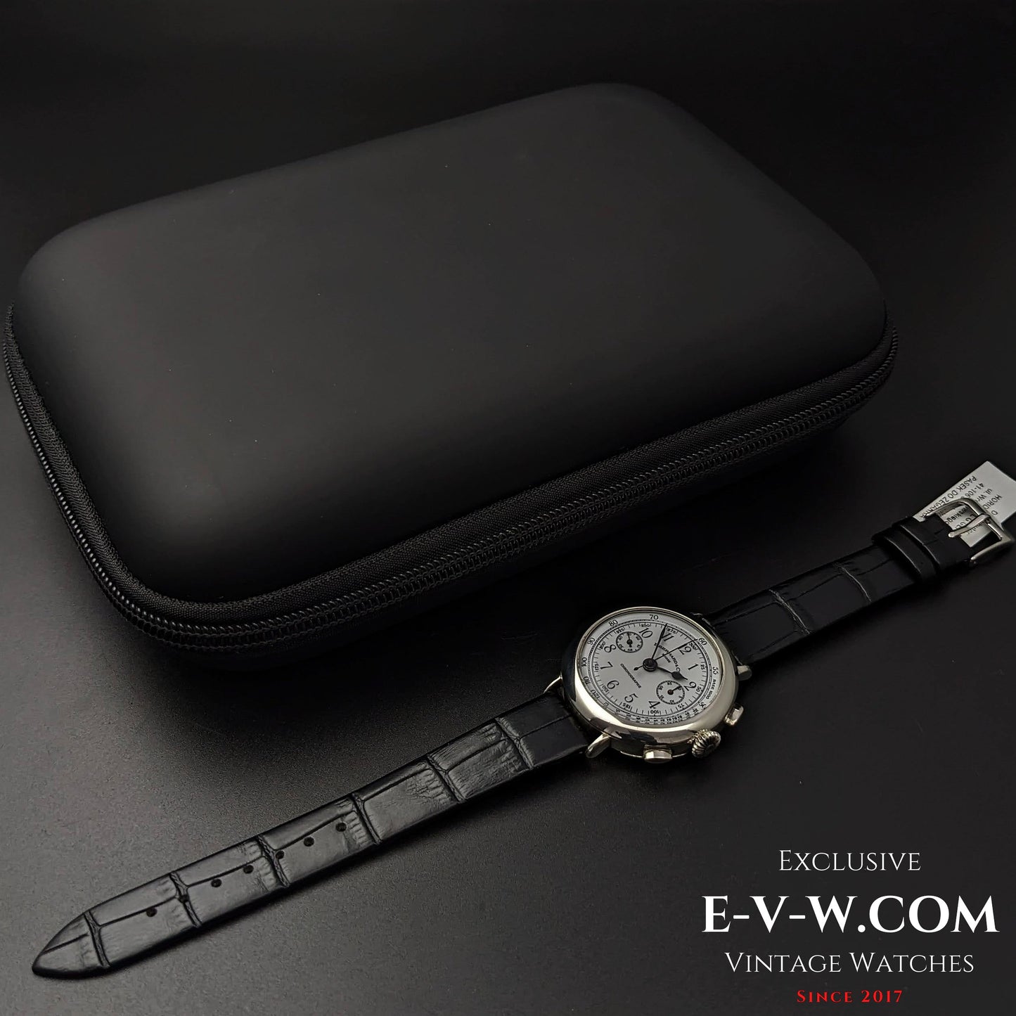 RARE Chronographe Eberhard Anniversaire 1987, calibre légendaire 310-8, 14 pouces, argent massif, édition limitée / Jumbo 38 mm