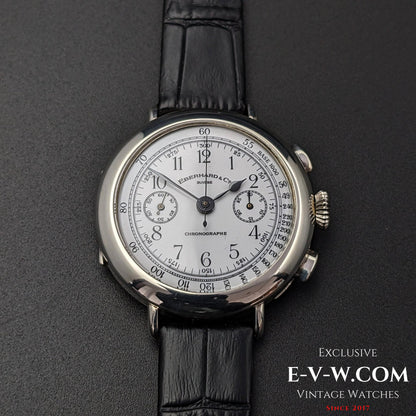 RARE Chronographe Eberhard Anniversaire 1987, calibre légendaire 310-8, 14 pouces, argent massif, édition limitée / Jumbo 38 mm
