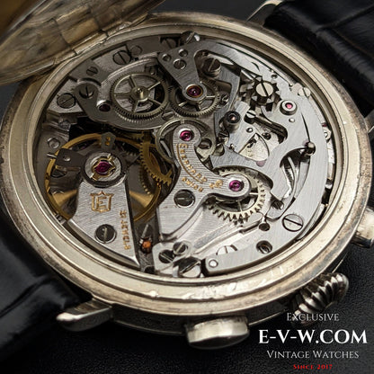 RARE Chronographe Eberhard Anniversaire 1987, calibre légendaire 310-8, 14 pouces, argent massif, édition limitée / Jumbo 38 mm