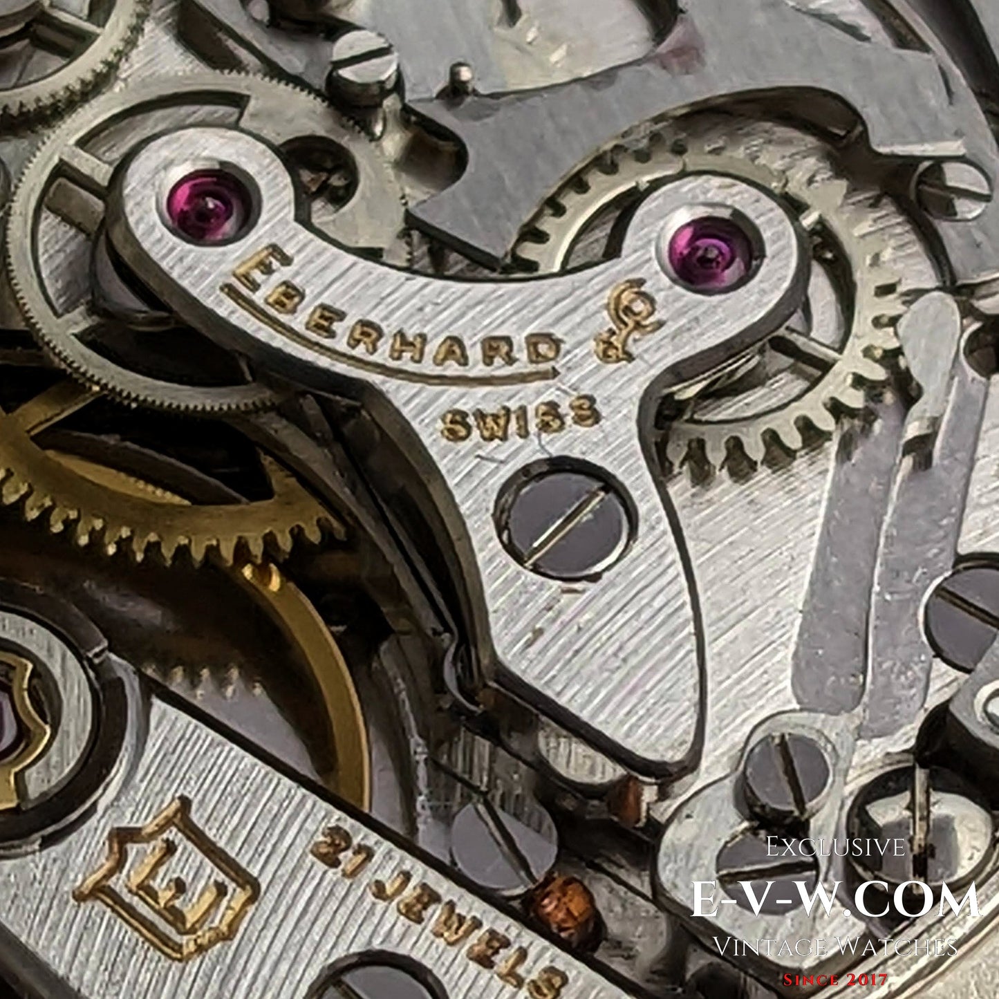 RARE Chronographe Eberhard Anniversaire 1987, calibre légendaire 310-8, 14 pouces, argent massif, édition limitée / Jumbo 38 mm