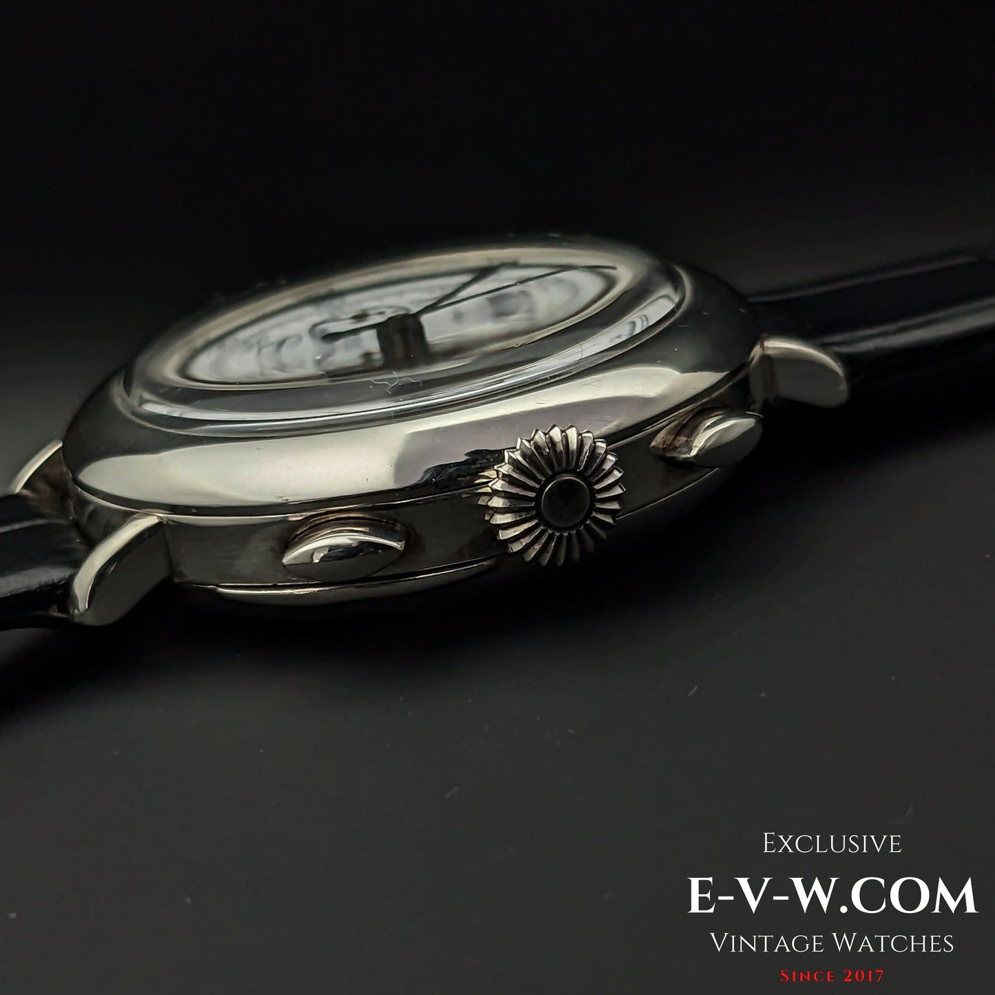 RARE Chronographe Eberhard Anniversaire 1987, calibre légendaire 310-8, 14 pouces, argent massif, édition limitée / Jumbo 38 mm