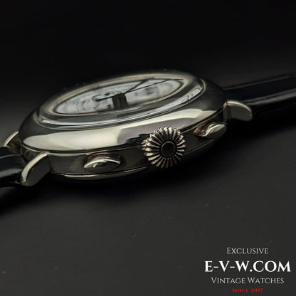 RARE Chronographe Eberhard Anniversaire 1987, calibre légendaire 310-8, 14 pouces, argent massif, édition limitée / Jumbo 38 mm