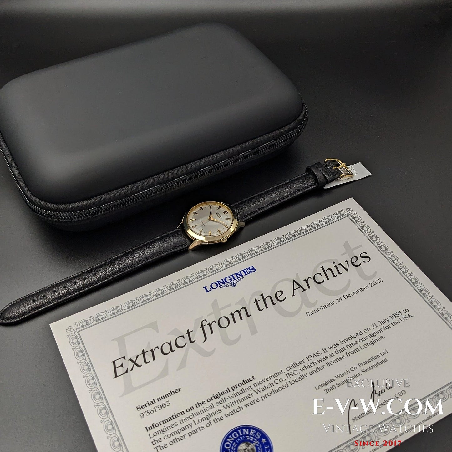 Longines Automatique Plaqué Or / Cal. 19AS / Millésime 1955 - Extrait des Archives Longines