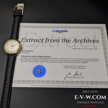 Longines Automatique Plaqué Or / Cal. 19AS / Millésime 1955 - Extrait des Archives Longines