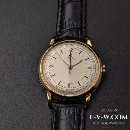 Rare Omega à cadran sectoriel / Automatique à masselottes / Or 18 carats / Cal. 351 / Vintage 1950