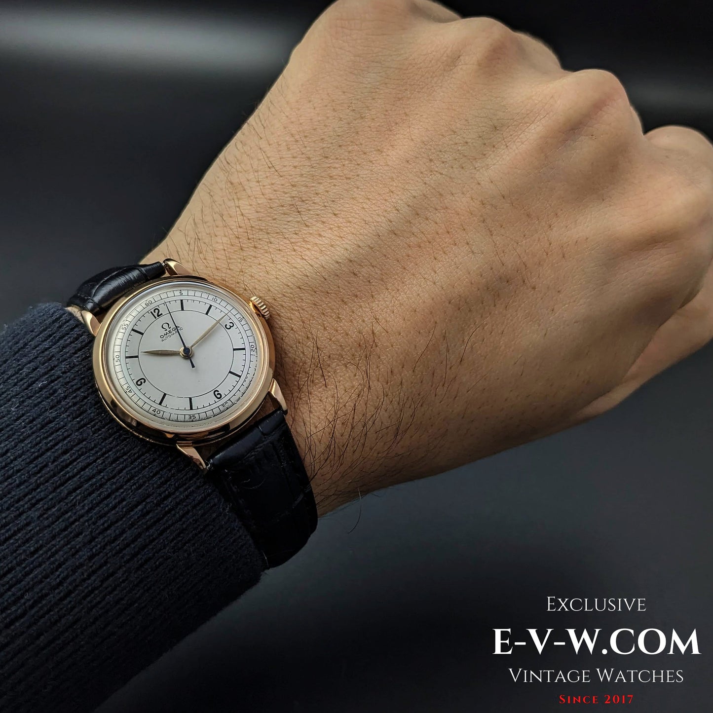 Rare Omega à cadran sectoriel / Automatique à masselottes / Or 18 carats / Cal. 351 / Vintage 1950