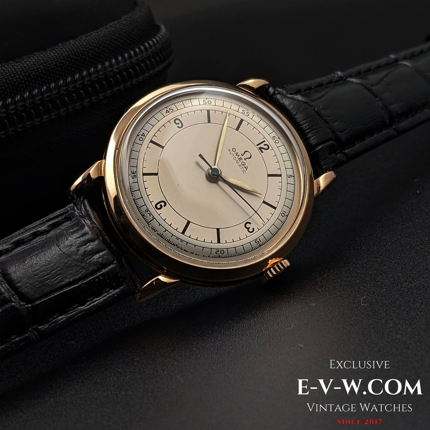 Rare Omega à cadran sectoriel / Automatique à masselottes / Or 18 carats / Cal. 351 / Vintage 1950