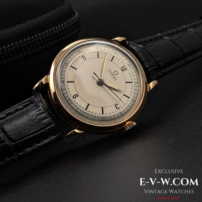 Rare Omega à cadran sectoriel / Automatique à masselottes / Or 18 carats / Cal. 351 / Vintage 1950