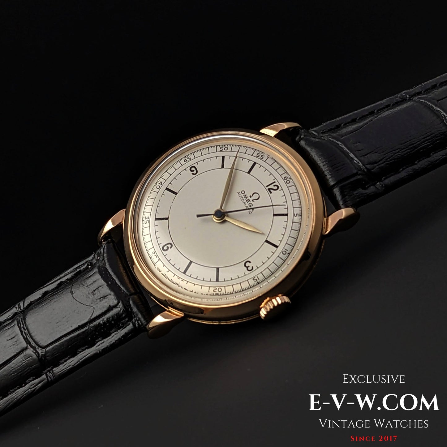 Rare Omega à cadran sectoriel / Automatique à masselottes / Or 18 carats / Cal. 351 / Vintage 1950