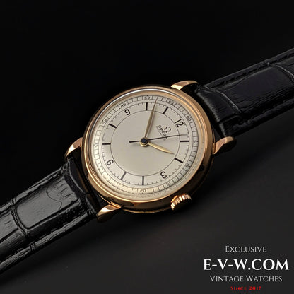 Rare Omega à cadran sectoriel / Automatique à masselottes / Or 18 carats / Cal. 351 / Vintage 1950