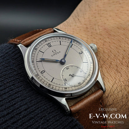 Omega à cadran sectoriel / Réf. 30T2 / Calibre 265 (famille 30T2) / Boîtier Dennison rare / Vintage 1950