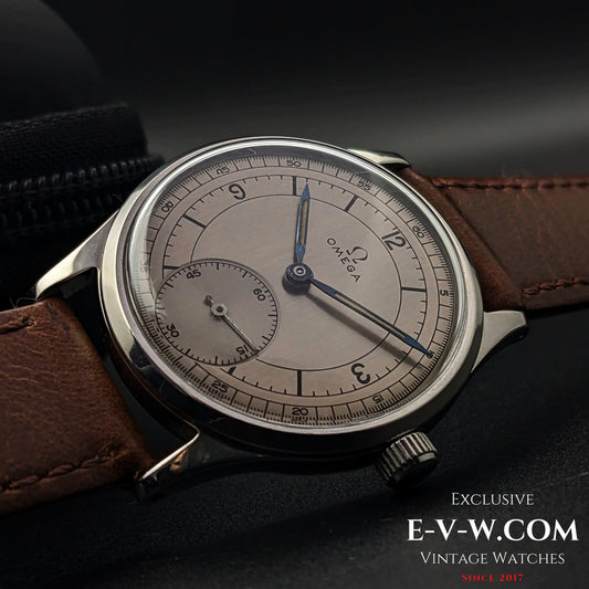 Omega à cadran sectoriel / Réf. 30T2 / Calibre 265 (famille 30T2) / Boîtier Dennison rare / Vintage 1950