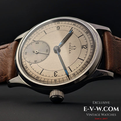 Omega à cadran sectoriel / Réf. 30T2 / Calibre 265 (famille 30T2) / Boîtier Dennison rare / Vintage 1950