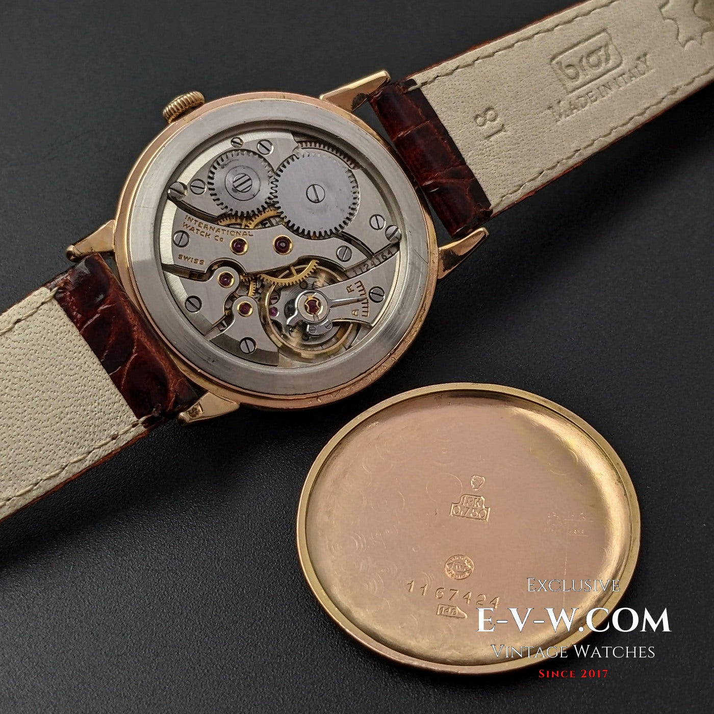 Montre IWC Schaffhausen unique en or rose 18 carats / Cal. 88 / Vintage 1946 / Entièrement révisée 