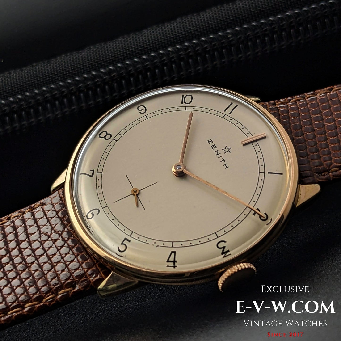 Plaque plaquée or Zenith classique / Cadran sectoriel / Calibre 40 / Vintage 1960