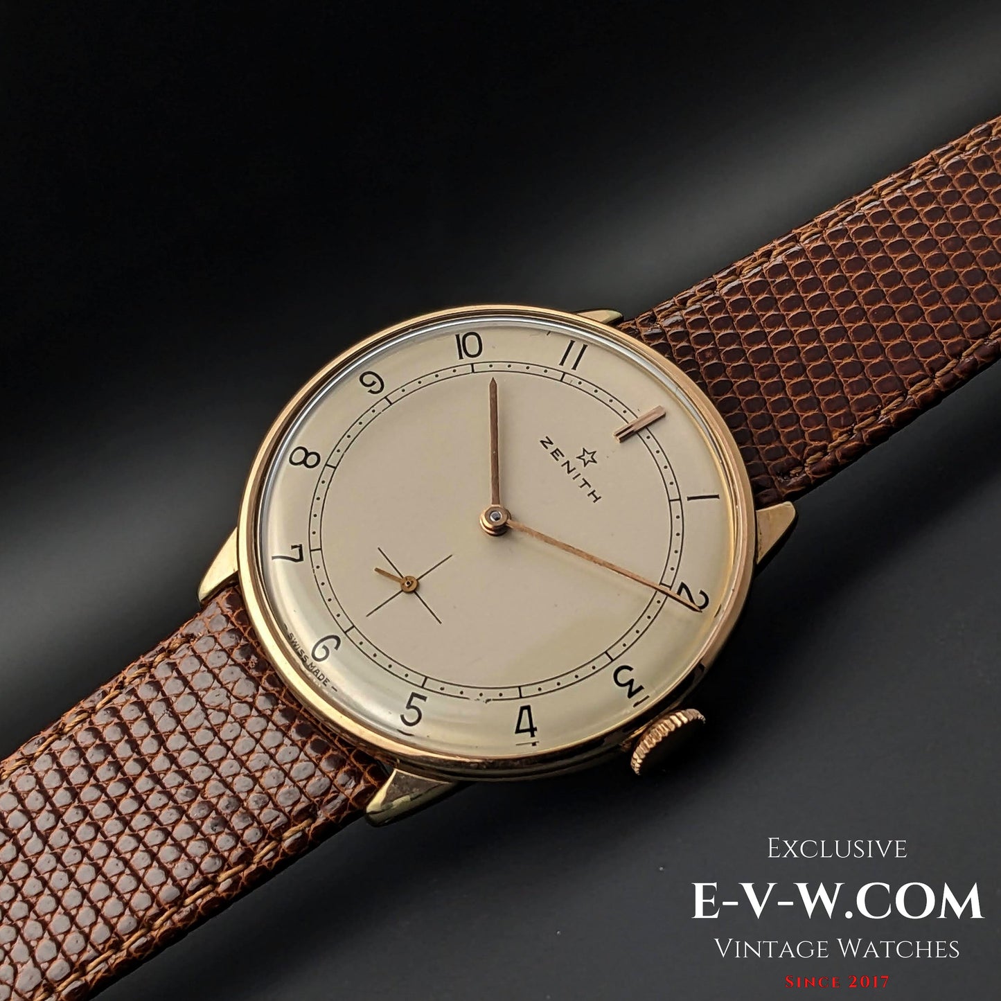 Plaque plaquée or Zenith classique / Cadran sectoriel / Calibre 40 / Vintage 1960