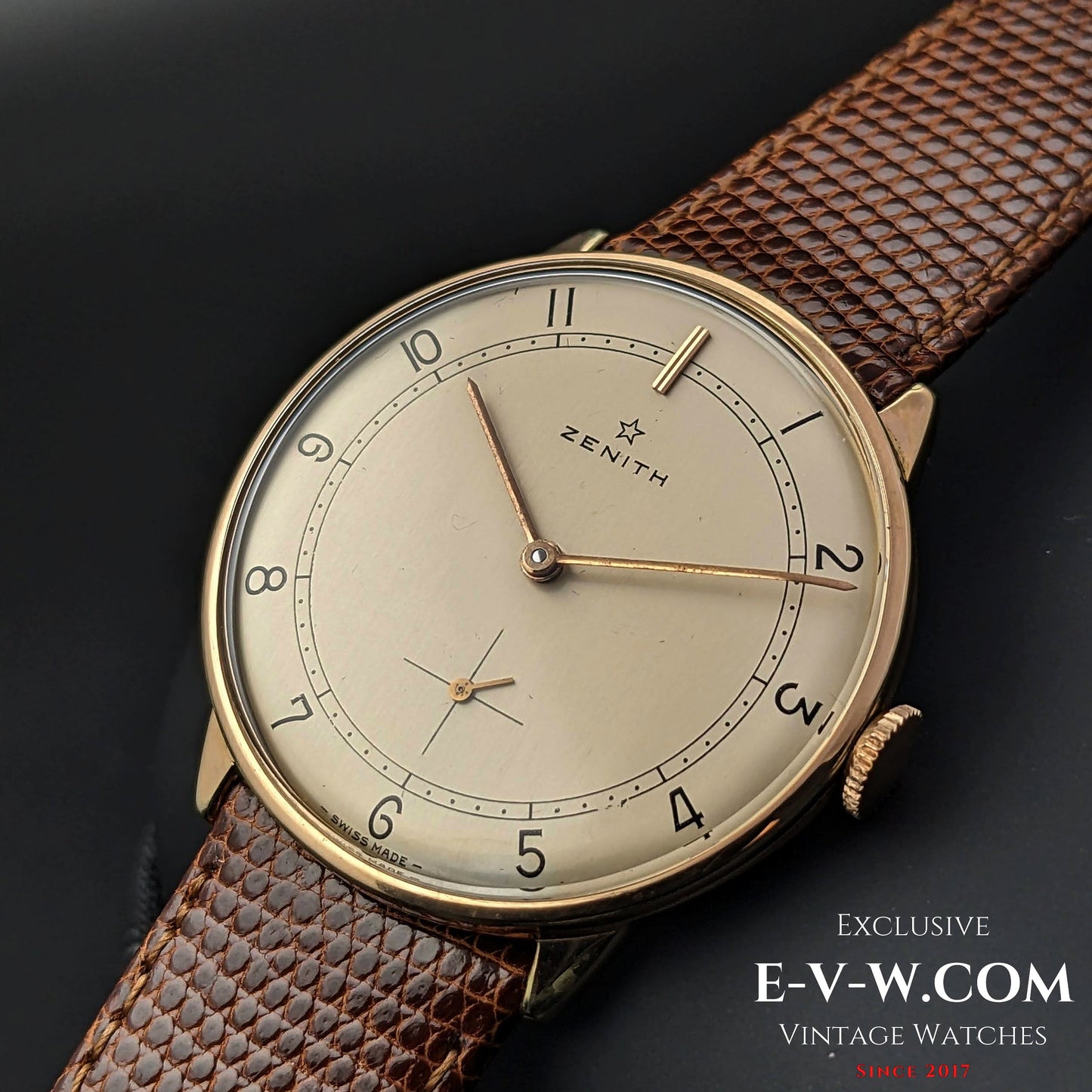 Plaque plaquée or Zenith classique / Cadran sectoriel / Calibre 40 / Vintage 1960