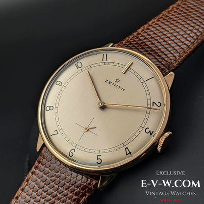 Plaque plaquée or Zenith classique / Cadran sectoriel / Calibre 40 / Vintage 1960