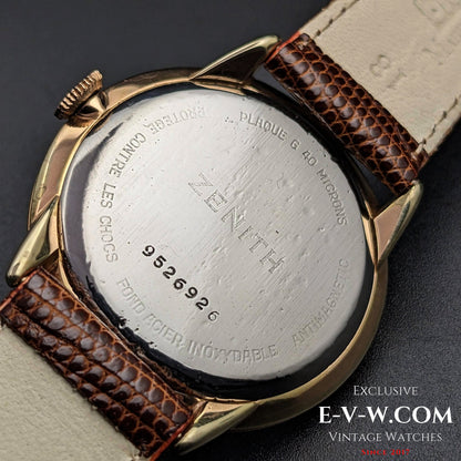 Plaque plaquée or Zenith classique / Cadran sectoriel / Calibre 40 / Vintage 1960
