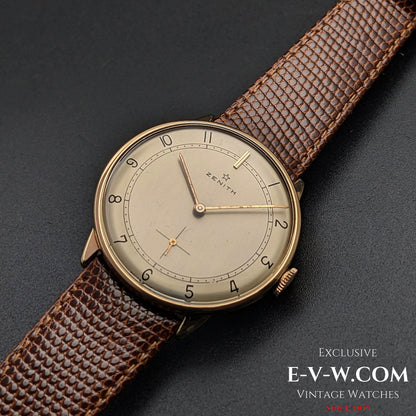 Plaque plaquée or Zenith classique / Cadran sectoriel / Calibre 40 / Vintage 1960