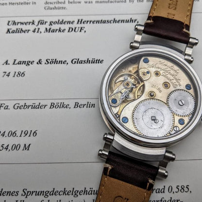 A. Lange &amp; Söhne DUF "Deutsche Uhrenfabrikation" Glashutte Antique 1916 Montre de mariage